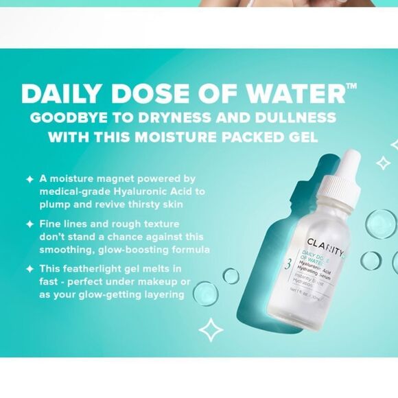Bundle 3-ClarityRx Daily Dose of Water Hyaluronic Acid Serum for Face, .5 fl oz. - Picture 8 of 16